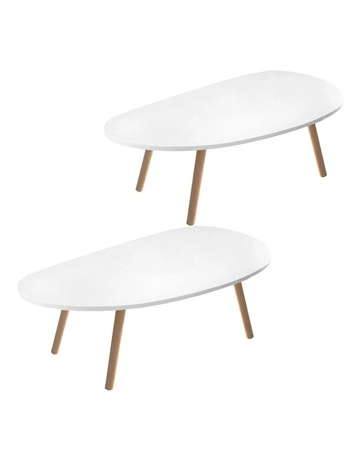 2X Living Room Nordic Coffee Table 80x40cm in White image 1