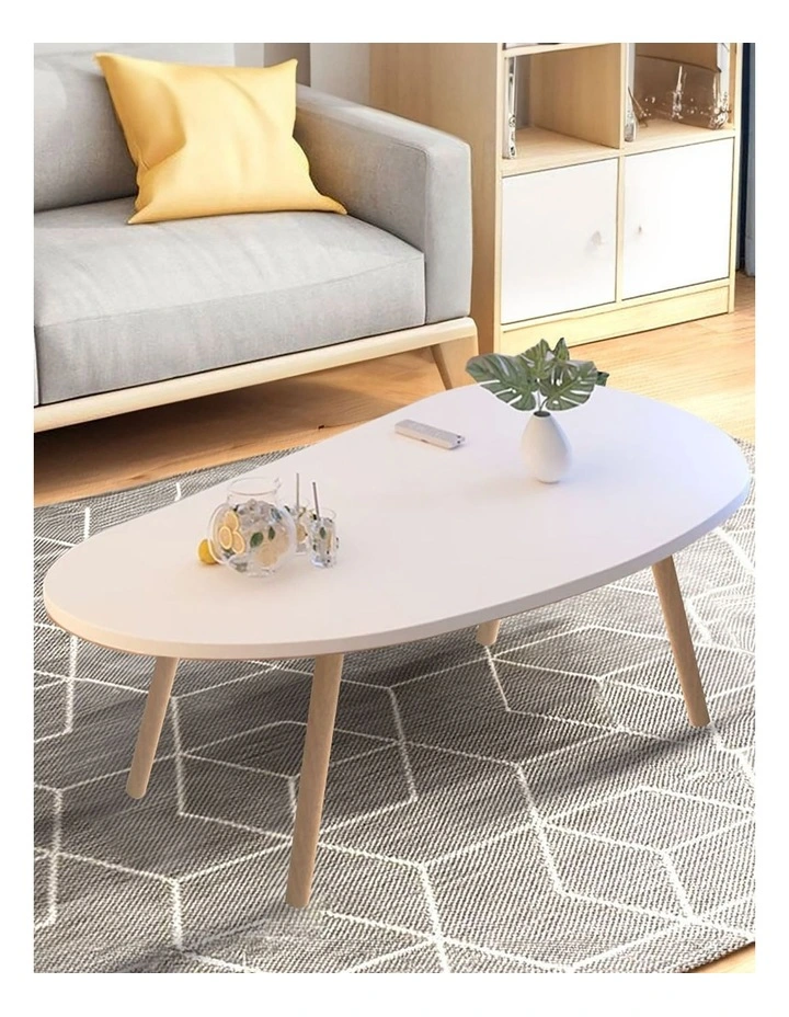 2X Living Room Nordic Coffee Table 80x40cm in White image 3