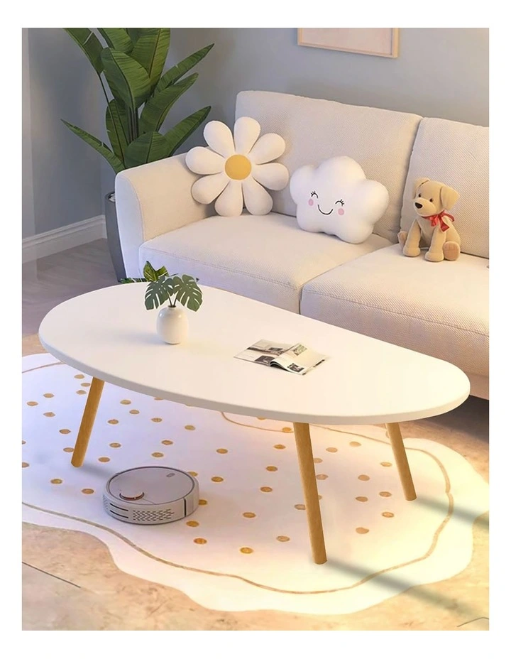 2X Living Room Nordic Coffee Table 80x40cm in White image 4