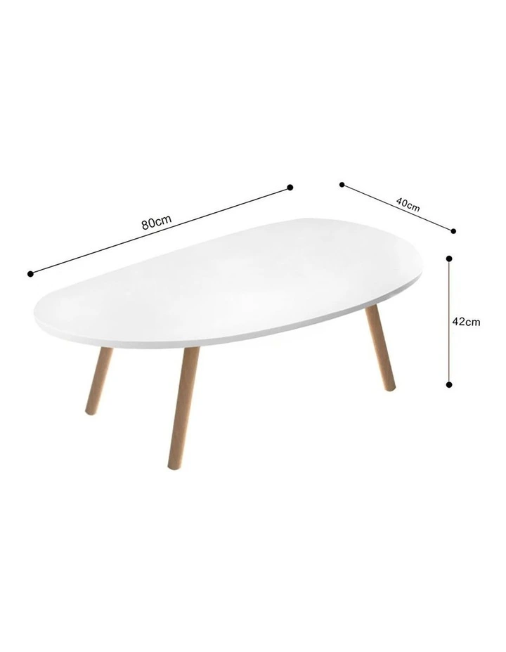 2X Living Room Nordic Coffee Table 80x40cm in White image 5