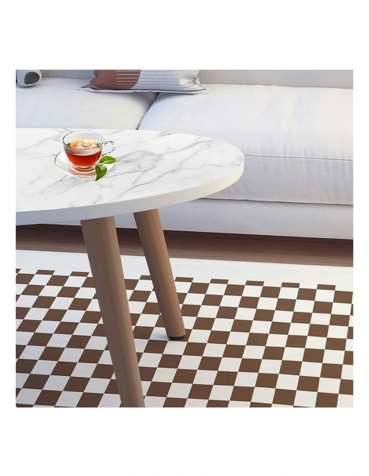 2X Stone Pattern Living Room Nordic Coffee Table 80x40cm in White image 6