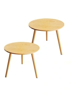 2X Small Side Coffee Table 60x60cm in Walnut