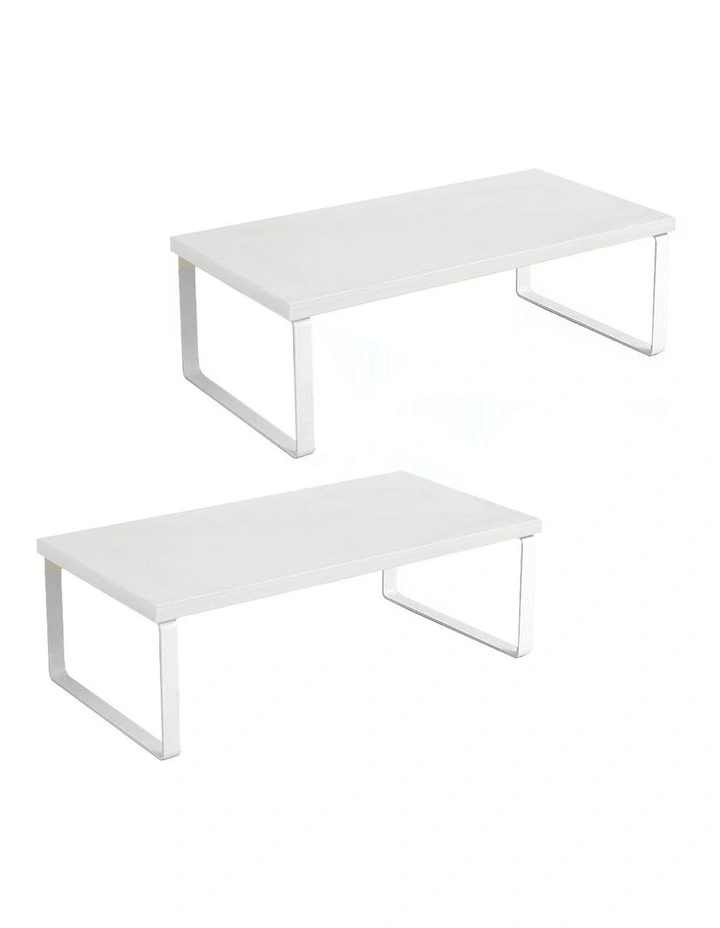 2X Monitor Elevated Stand Rack 40cm in White image 1