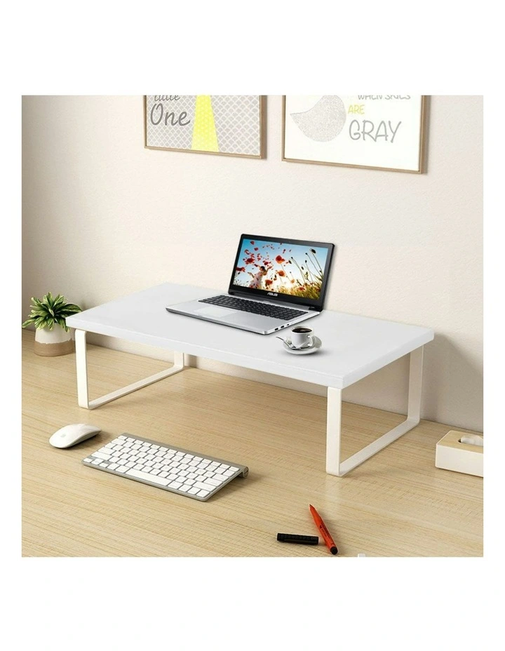 2X Monitor Elevated Stand Rack 40cm in White image 3