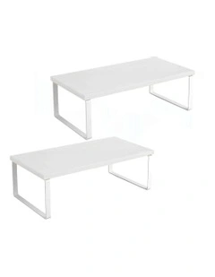 Computer Monitor Elevated Stand Desktop 50cm 2x White
