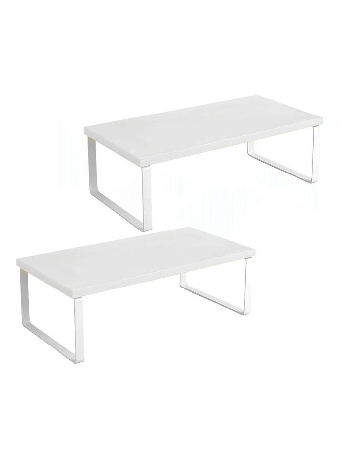 Computer Monitor Elevated Stand Desktop 50cm 2x White image 1