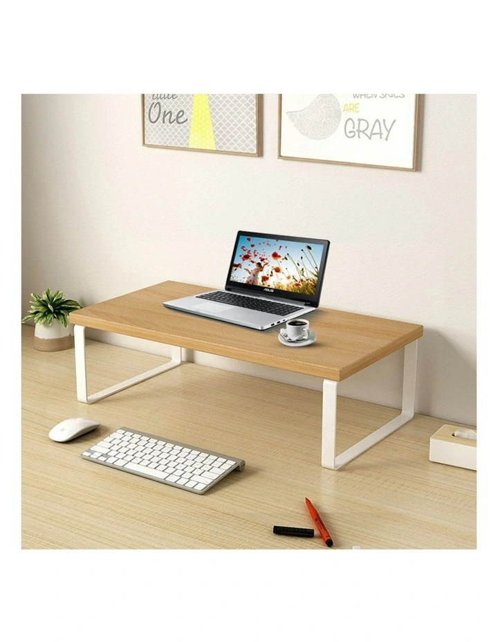 Computer Monitor Elevated Stand Desktop Support Station Rack 50cm x2 in Brown image 3