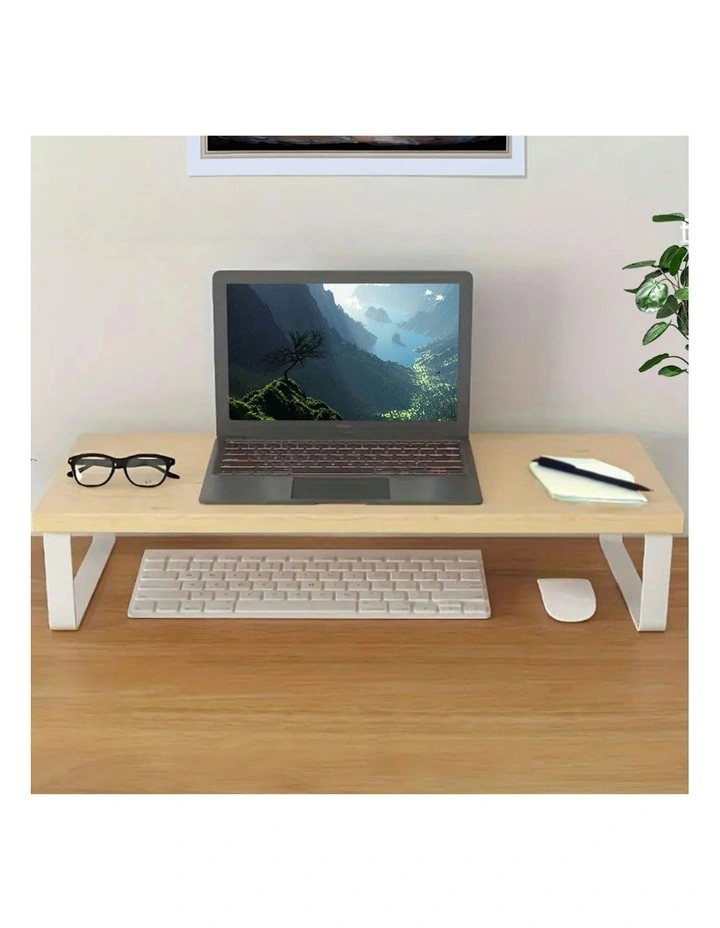 Computer Monitor Elevated Stand Desktop Support Station Rack 50cm x2 in Brown image 5