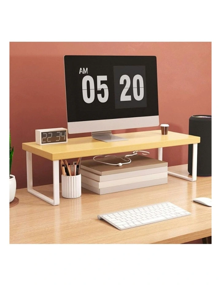 Computer Monitor Elevated Stand Desktop Support Station Rack 50cm x2 in Brown image 6
