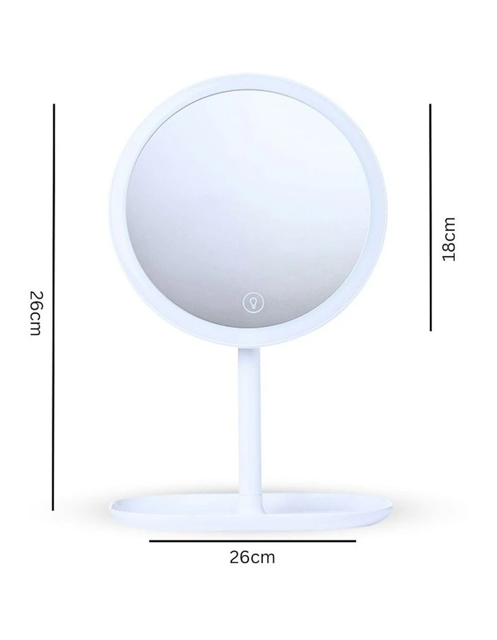 Round Makeup Bedroom Table Vanity Mirror Tricolor Adjustable Light LED 2x 26cm in White image 2