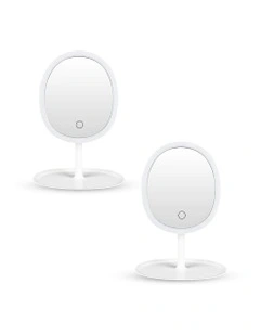 Oval Makeup Bedroom Table Vanity Mirror Tricolor Adjustable Light LED 2x 26cm in White