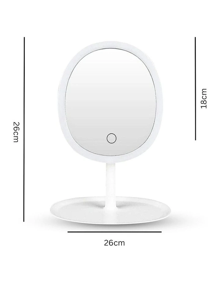 Oval Makeup Bedroom Table Vanity Mirror Tricolor Adjustable Light LED 2x 26cm in White image 2