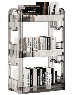 Bookshelf & Cosmetic Storage Organizer Trolley Rack 38x24x62cm 3 Tier in Clear