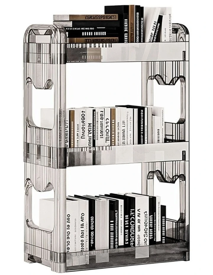 Bookshelf & Cosmetic Storage Organizer Trolley Rack 38x24x62cm 3 Tier in Clear image 1