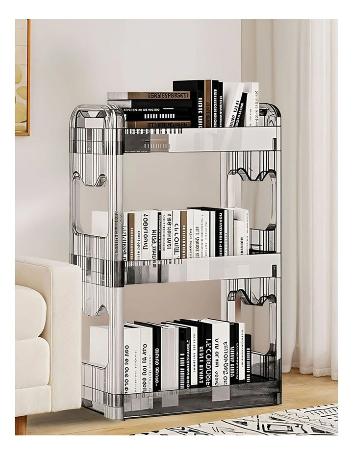 Bookshelf & Cosmetic Storage Organizer Trolley Rack 38x24x62cm 3 Tier in Clear image 3