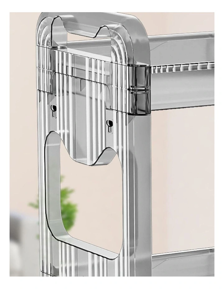 Bookshelf & Cosmetic Storage Organizer Trolley Rack 38x24x62cm 3 Tier in Clear image 6