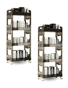 Bookshelf & Cosmetic Storage Organizer Trolley Rack3 Tier 2x 38x24cm in Black