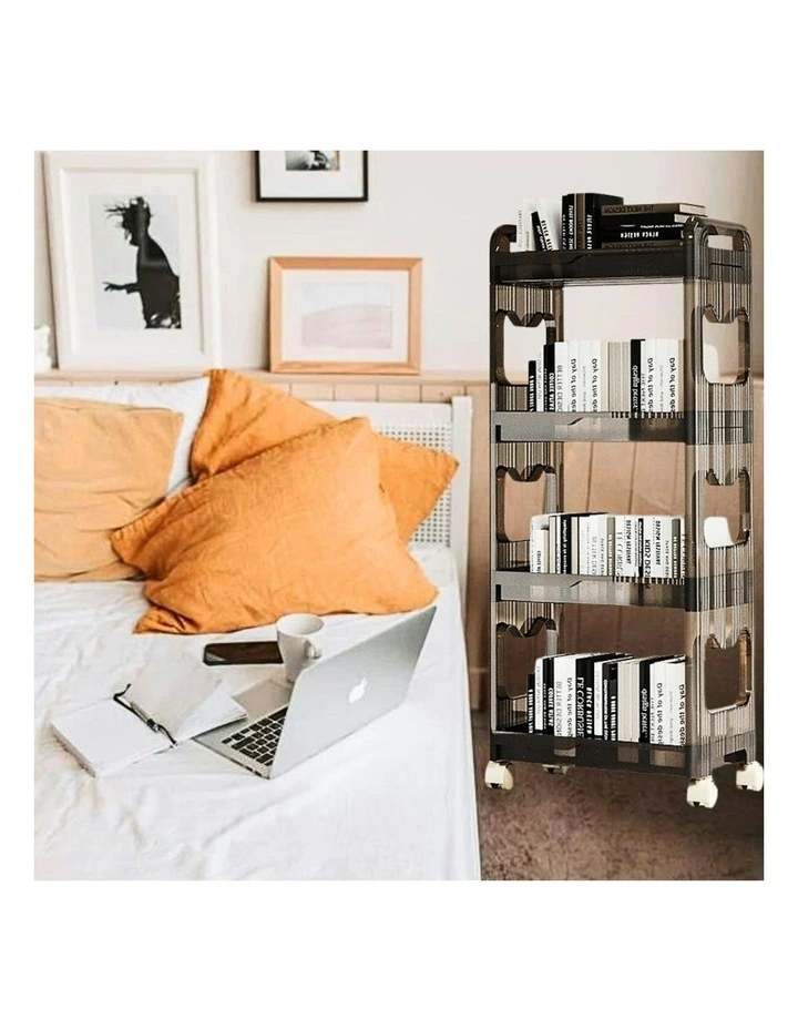 Bookshelf & Cosmetic Storage Organizer Trolley Rack3 Tier 2x 38x24cm in Black image 4