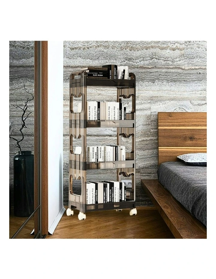 Bookshelf & Cosmetic Storage Organizer Trolley Rack3 Tier 2x 38x24cm in Black image 5
