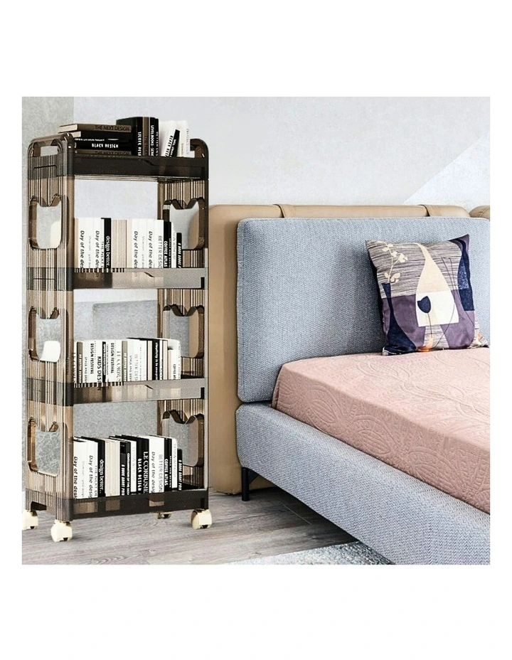 Bookshelf & Cosmetic Storage Organizer Trolley Rack3 Tier 2x 38x24cm in Black image 6