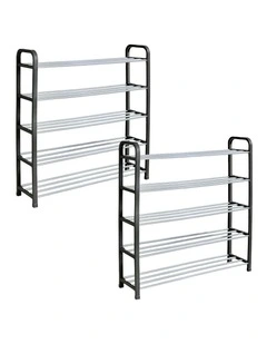71x21cm 5 Layer Shoes and Slippers Organizer Rack x2 in Black