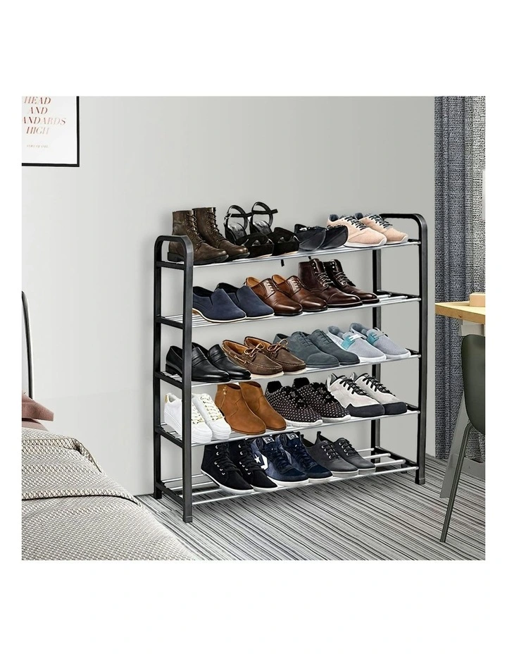 71x21cm 5 Layer Shoes and Slippers Organizer Rack x2 in Black image 3