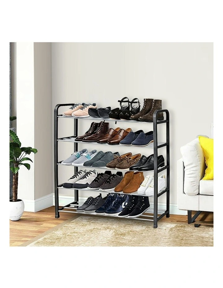 71x21cm 5 Layer Shoes and Slippers Organizer Rack x2 in Black image 4