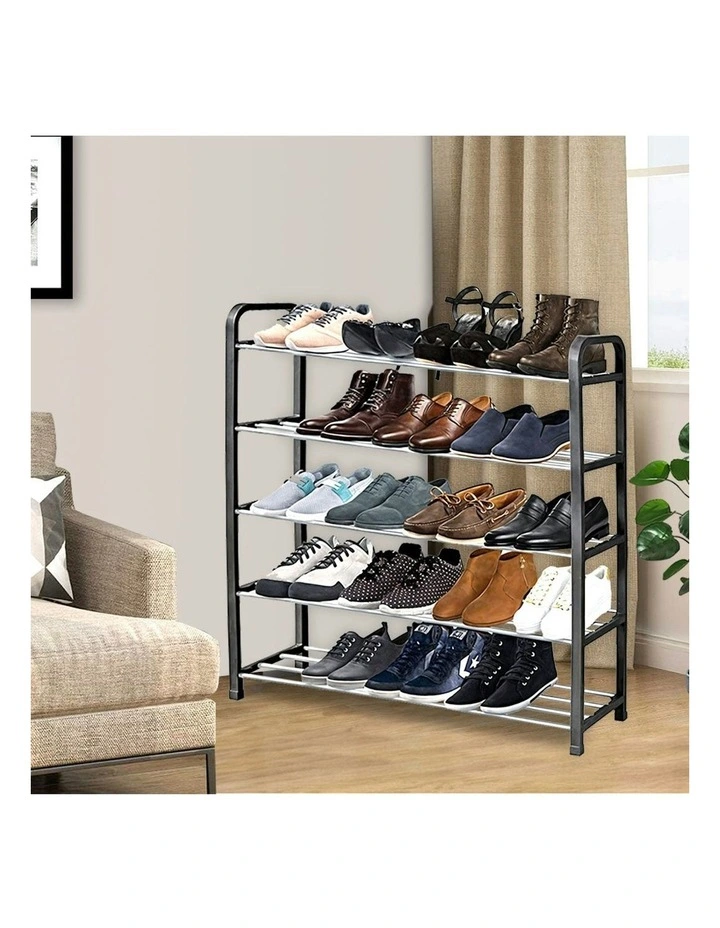 71x21cm 5 Layer Shoes and Slippers Organizer Rack x2 in Black image 5