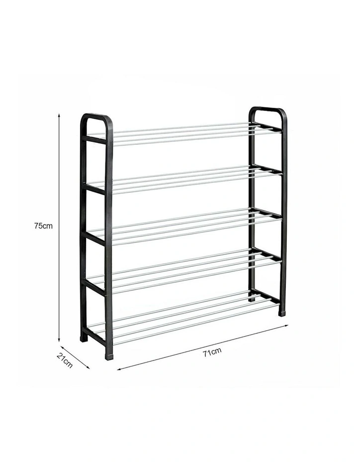 71x21cm 5 Layer Shoes and Slippers Organizer Rack x2 in Black image 6