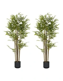 Lucky Bamboo Tree Bambusa Vulgaris Artificial Plant With 7 Branches Home Accent Decor 2X 120cm in Green