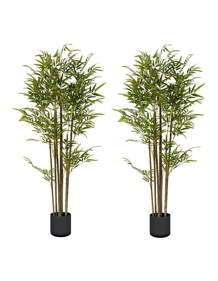 Lucky Bamboo Tree Bambusa Vulgaris Artificial Plant With 7 Branches Home Accent Decor 2X 120cm in Green image 1