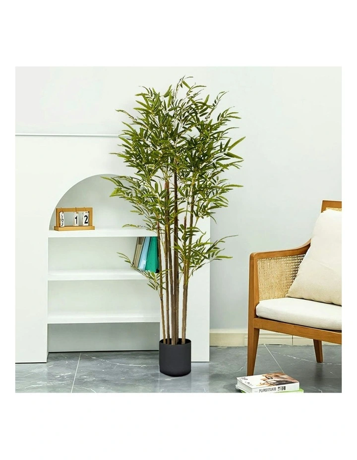 Lucky Bamboo Tree Bambusa Vulgaris Artificial Plant With 7 Branches Home Accent Decor 2X 120cm in Green image 3