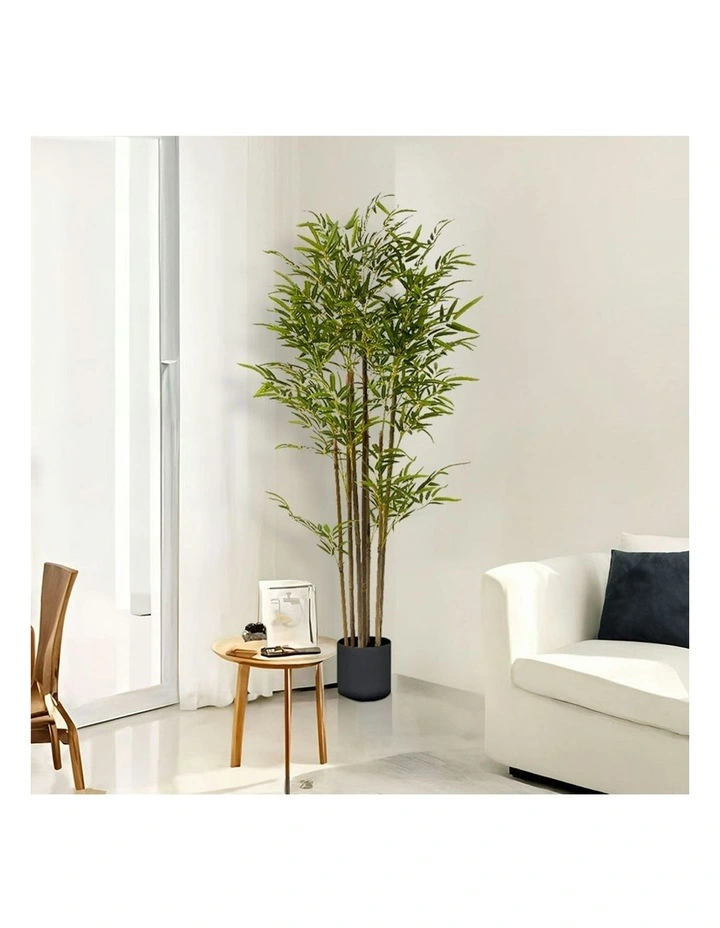 Lucky Bamboo Tree Bambusa Vulgaris Artificial Plant With 7 Branches Home Accent Decor 2X 120cm in Green image 4