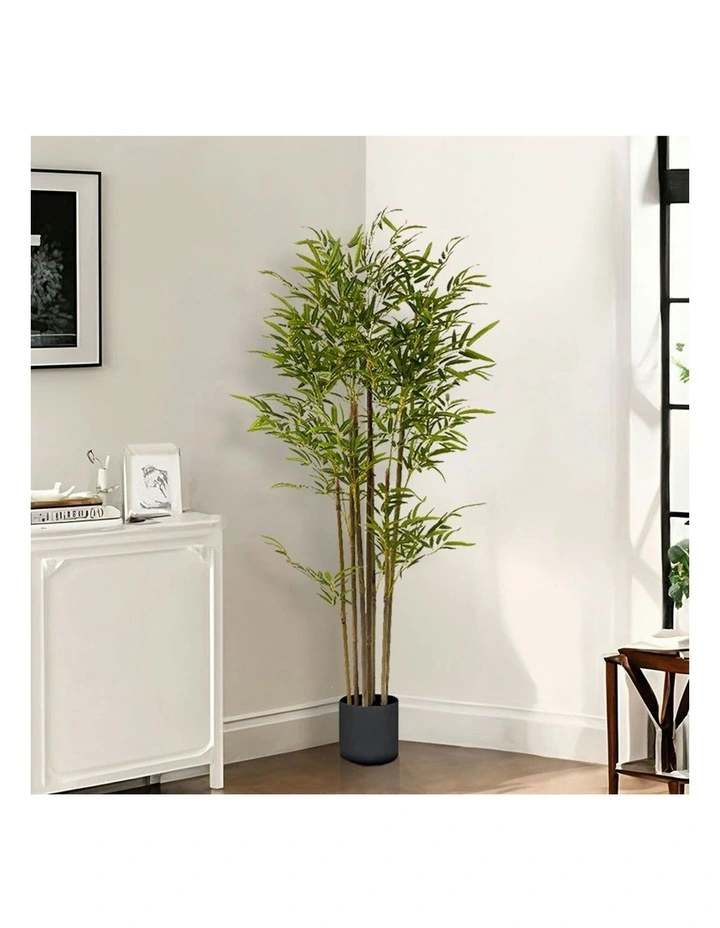 Lucky Bamboo Tree Bambusa Vulgaris Artificial Plant With 7 Branches Home Accent Decor 2X 120cm in Green image 5