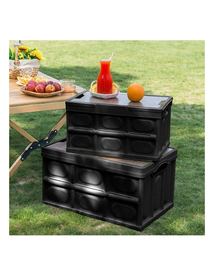 Car & Camping Foldable Storage Box Crate 34.5x22cm 18L x2 in Black image 2