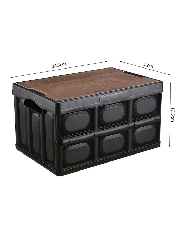 Car & Camping Foldable Storage Box Crate 34.5x22cm 18L x2 in Black image 7