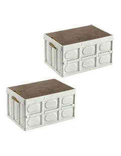 Car & Camping Foldable Storage Box 52.5x35.5cm 55L X2 in White