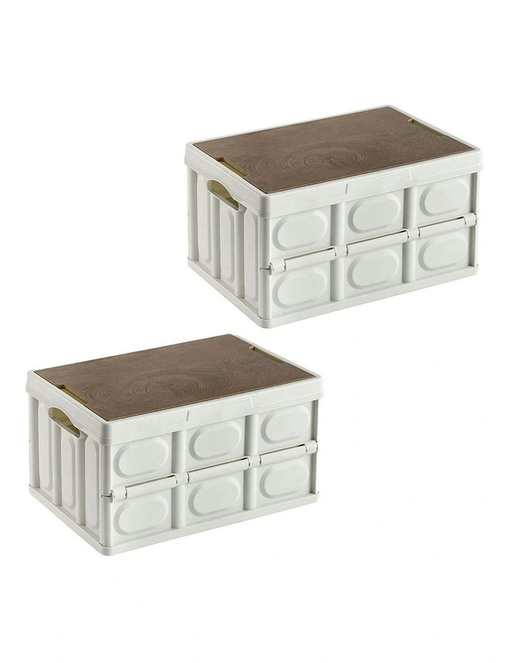 Car & Camping Foldable Storage Box 52.5x35.5cm 55L X2 in White image 1