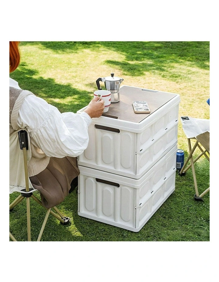 Car & Camping Foldable Storage Box 52.5x35.5cm 55L X2 in White image 3