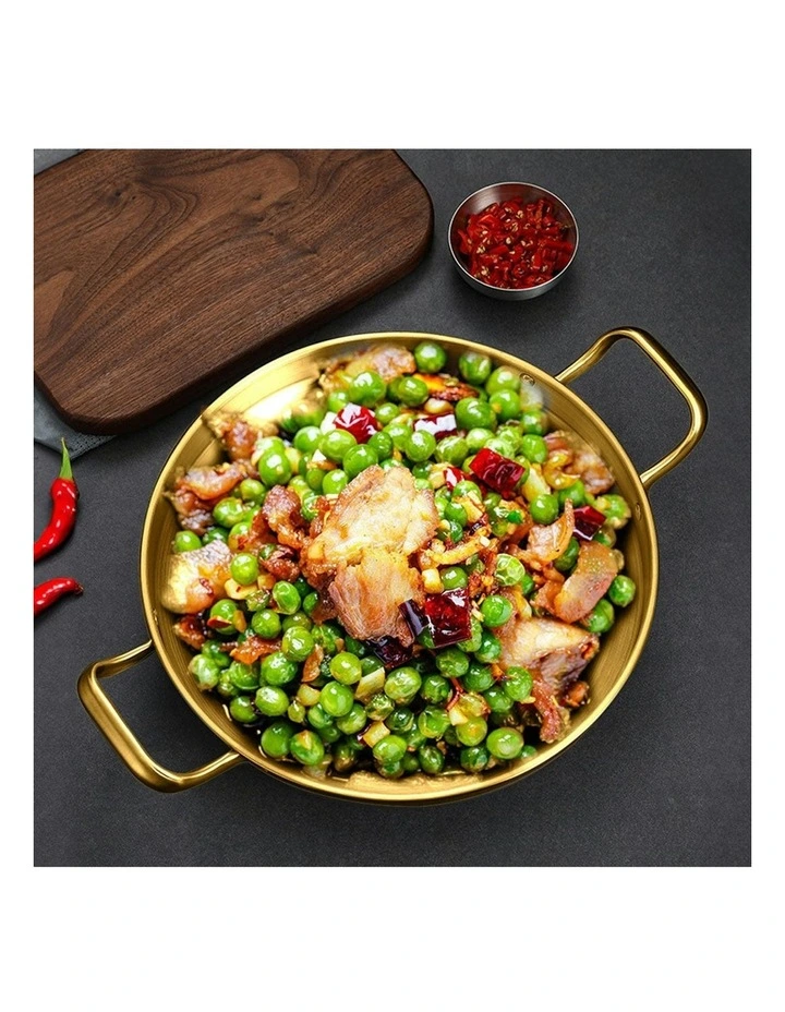 Stainless Steel and Kitchen Essential Dry Pot 30cm in Gold image 3