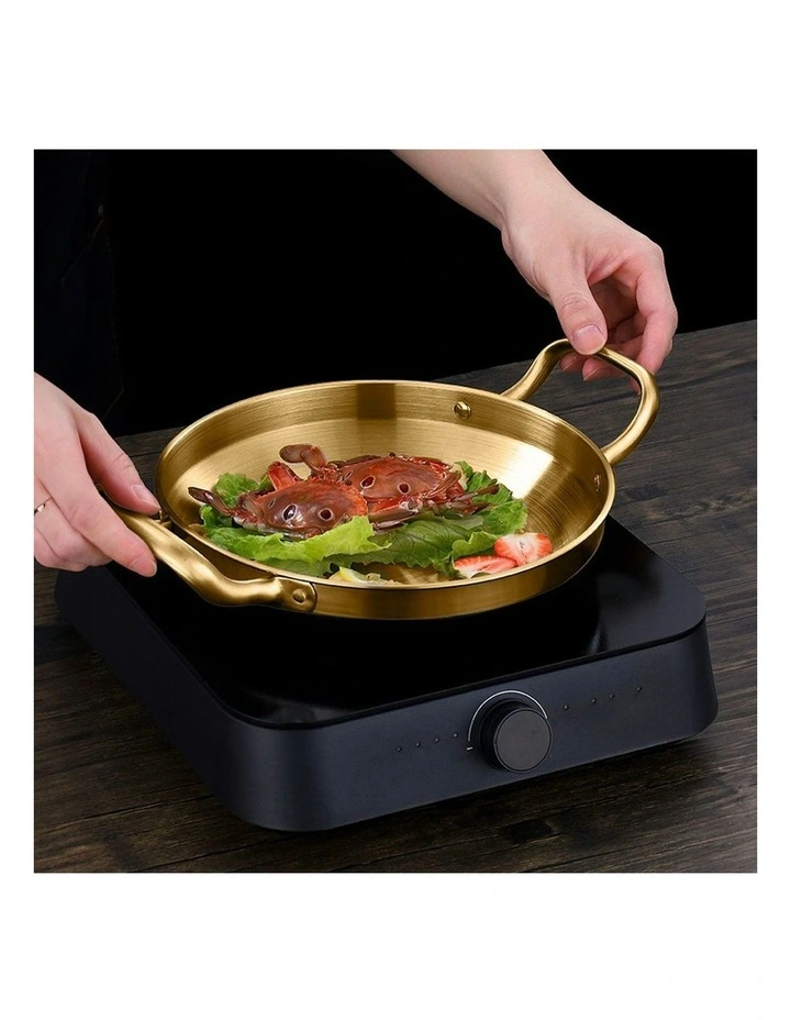 Stainless Steel and Kitchen Essential Dry Pot 30cm in Gold image 4