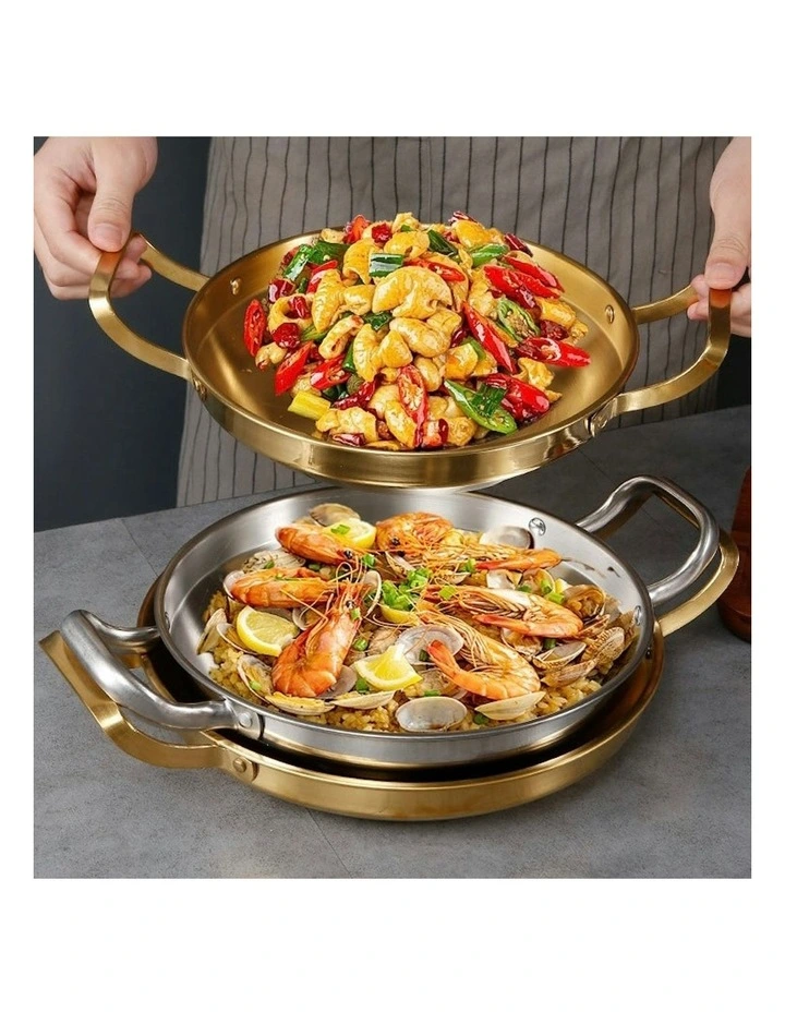 Stainless Steel and Kitchen Essential Dry Pot 30cm in Gold image 5