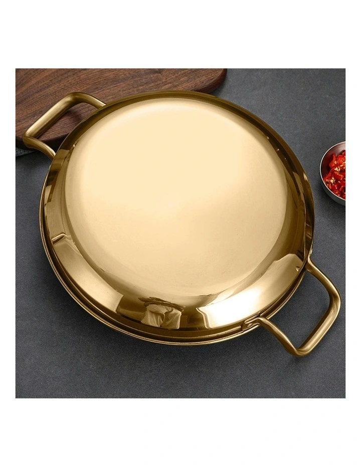 Stainless Steel and Kitchen Essential Dry Pot 30cm in Gold image 7
