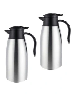 3-Layer Stainless Steel Vacuum Durable Thermal Flask 2X 2.0L in Silver