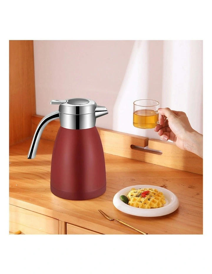 2X 1.2L Stainless Steel Water Bottle Insulated Vacuum Flask Coffee Jug Thermal Red image 2
