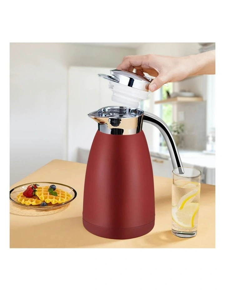 2X 1.2L Stainless Steel Water Bottle Insulated Vacuum Flask Coffee Jug Thermal Red image 5
