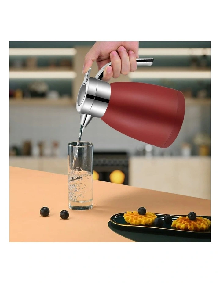 2X 1.2L Stainless Steel Water Bottle Insulated Vacuum Flask Coffee Jug Thermal Red image 6