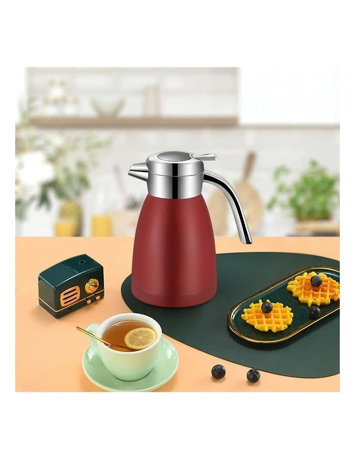 2X 1.2L Stainless Steel Water Bottle Insulated Vacuum Flask Coffee Jug Thermal Red image 7