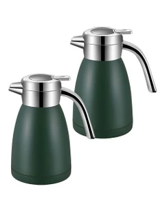 Stainless Steel 2X 1.8L Water Bottle Insulated Vacuum Flask Coffee Jug Thermal Green