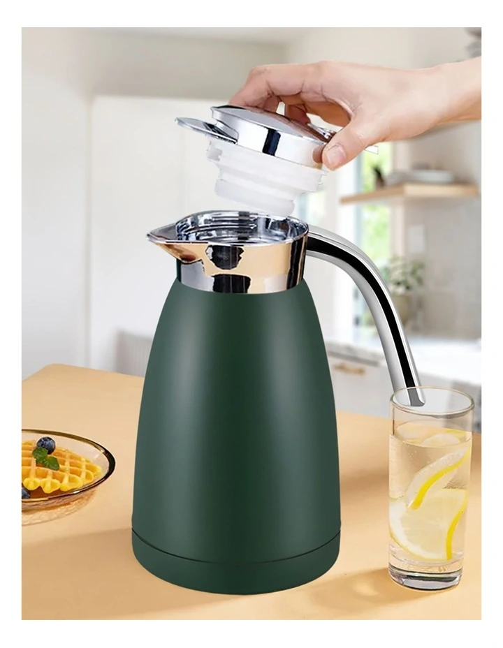 Stainless Steel 2X 1.8L Water Bottle Insulated Vacuum Flask Coffee Jug Thermal Green image 5